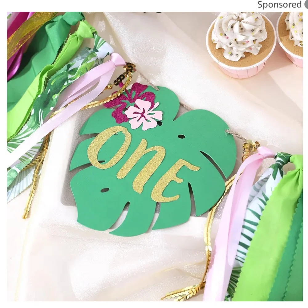 Aloha to One, 1 st. Birthday Luau Theme Highchair Banner